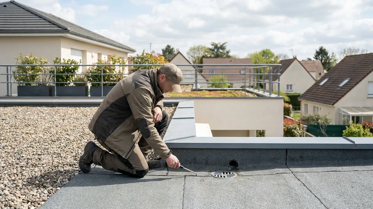 Inspection de l'étanchéité d'une toiture-terrasse d'immeuble à Boulogne-Billancourt